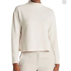 Nordstrom Abound Mock Neck Crop Sweater Oatmeal Beige XL